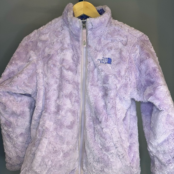 The North Face Girls Reversible Jacket Purple Puffer Fleece Coat Size L (14/16) - Picture 11 of 16
